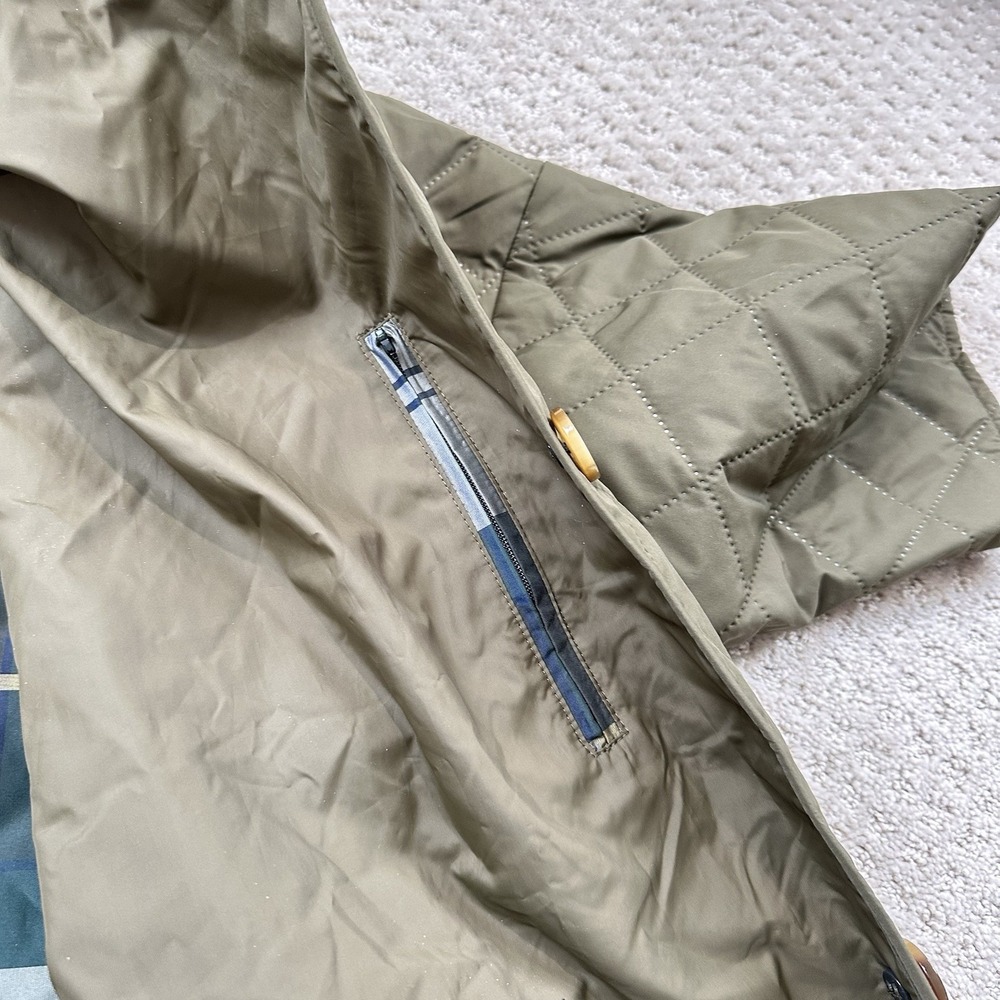 BARBOUR Lockton Corduroy-Trim Quilted Coat Women's 8 Olive Green Cropped Sleeve - Picture 3 of 13